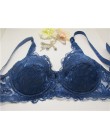 Top kobiety bielizna Sexy biustonosze push-up 3/4 Cup wyściełany koronkowy prześwitujący biustonosz Cup B tylko biustonosz damsk