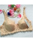 Top kobiety bielizna Sexy biustonosze push-up 3/4 Cup wyściełany koronkowy prześwitujący biustonosz Cup B tylko biustonosz damsk
