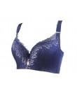 Sexy głębokie V biustonosz duże rozmiary pełne pokrycie biustonosze biustonosz push-up kwiecista koronka nieusztywniany Lingerie