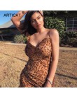 Articat seksowna dekolt w szpic lamparta sukienka kobiety Spaghetti pasek Backless Slim Maxi sukienka letnia szyfonowa długa suk