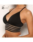 Seksowny dekolt w serek Push Up biustonosz sportowy dla kobiet solidny trening Brathable bezszwowa bielizna Backless Stick biust