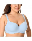 Bezszwowe pełne pokrycie Balconette T-Shirt w dużym rozmiarze biustonosz niebieski dmuchane różowy 34-44 B C D DD E