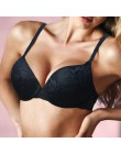 Kobiety Sexy fiszbiny wyściełane biustonosz Push Up hafty koronki 32 34 36 38 40 42 44 A B C D E biustonosz biustonosz Push Up b