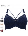 Plus rozmiar C D E kubek biustonosz Sexy biustonosz Push-Up moda miękka koronkowa biustonosz 3/4 duża cienka bielizna damska głę
