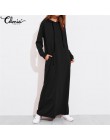Celmia Plus Size kobiety Maxi sukienka jesień sukienka z kapturem bluza kobiet z długim rękawem swetry sweter zimowy Vestido Rob