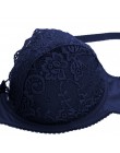 Plus rozmiar C D E kubek biustonosz Sexy biustonosz Push-Up moda miękka koronkowa biustonosz 3/4 duża cienka bielizna damska głę