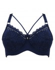 Plus rozmiar C D E kubek biustonosz Sexy biustonosz Push-Up moda miękka koronkowa biustonosz 3/4 duża cienka bielizna damska głę