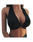 Bez szwu Plunge biustonosz kobiety głębokie V bezprzewodowy Unpadded klamra biustonosz damski crop top bielizna Intimates Halter