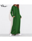 Celmia Plus Size kobiety Maxi sukienka jesień sukienka z kapturem bluza kobiet z długim rękawem swetry sweter zimowy Vestido Rob