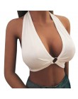 Bez szwu Plunge biustonosz kobiety głębokie V bezprzewodowy Unpadded klamra biustonosz damski crop top bielizna Intimates Halter