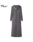 Celmia Plus Size kobiety Maxi sukienka jesień sukienka z kapturem bluza kobiet z długim rękawem swetry sweter zimowy Vestido Rob