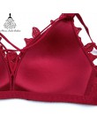 Biustonosze push-up dla kobiet seksowna bielizna koronkowe kwiatowe hafty biustonosz biustonosz bez szwu bezprzewodowy BH Bralet