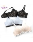 PAERLAN bez fiszbin Push Up Sexy kobiety biustonosz koronki list małe piersi dostosowuje powrót zamknięcie bielizna 3/4 szklanki