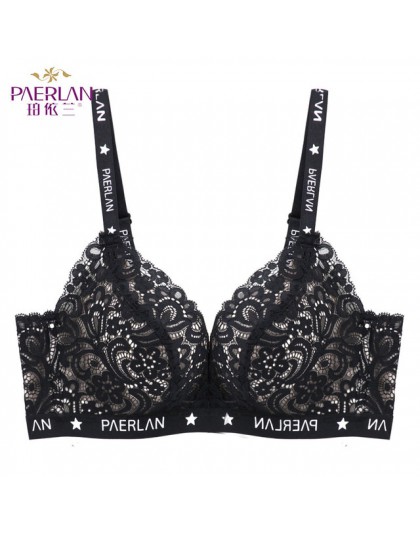 PAERLAN bez fiszbin Push Up Sexy kobiety biustonosz koronki list małe piersi dostosowuje powrót zamknięcie bielizna 3/4 szklanki