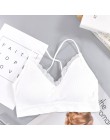 CHRLEISURE Bralette Fitness koronkowy cienki pasek na ramię bielizna damska anty-lekki, odporny na wstrząsy biustonosz Push Up