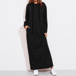 Celmia Plus Size kobiety Maxi sukienka jesień sukienka z kapturem bluza kobiet z długim rękawem swetry sweter zimowy Vestido Rob