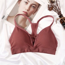 Kobiety biustonosze bluzka bawełniana Bralette seksowna bielizna moda Hollow biustonosz wyściełane bez pleców biustonosz bez fis