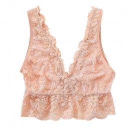 Bralette S-3XL Plus rozmiar przezroczysta koronka topy biustonoszowe 2019 kobiety seksowna bielizna koronkowa głębokie V Bralett