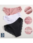 3 sztuk/zestaw bawełniana bielizna majtki damskie komfort kalesony kwiatowy koronki figi dla kobiety Sexy Low-Rise majtki Intima