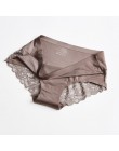 UUG Sexy kobiety koronkowa bielizna boczna bezszwowe oddychające Hollow figi jednolity kolor kobieta Nylon niski wzrost bielizna