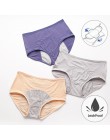 Szczelna majtki menstruacyjne spodnie fizjologiczne kobiety bielizna okres bawełna wodoodporne figi Plus rozmiar bielizna damska