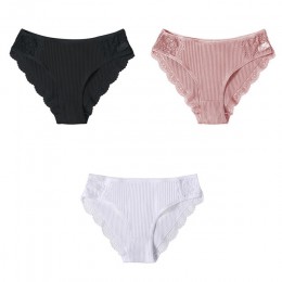 3 sztuk/zestaw bawełniana bielizna majtki damskie komfort kalesony kwiatowy koronki figi dla kobiety Sexy Low-Rise majtki Intima