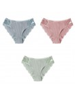 3 sztuk/zestaw bawełniana bielizna majtki damskie komfort kalesony kwiatowy koronki figi dla kobiety Sexy Low-Rise majtki Intima