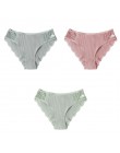 3 sztuk/zestaw bawełniana bielizna majtki damskie komfort kalesony kwiatowy koronki figi dla kobiety Sexy Low-Rise majtki Intima