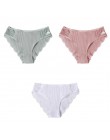 3 sztuk/zestaw bawełniana bielizna majtki damskie komfort kalesony kwiatowy koronki figi dla kobiety Sexy Low-Rise majtki Intima