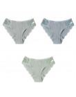 3 sztuk/zestaw bawełniana bielizna majtki damskie komfort kalesony kwiatowy koronki figi dla kobiety Sexy Low-Rise majtki Intima
