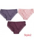 3 sztuk/zestaw bawełniana bielizna majtki damskie komfort kalesony kwiatowy koronki figi dla kobiety Sexy Low-Rise majtki Intima