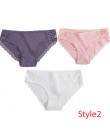 3 sztuk/zestaw bawełniana bielizna majtki damskie komfort kalesony kwiatowy koronki figi dla kobiety Sexy Low-Rise majtki Intima