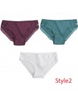 3 sztuk/zestaw bawełniana bielizna majtki damskie komfort kalesony kwiatowy koronki figi dla kobiety Sexy Low-Rise majtki Intima
