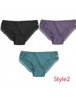 3 sztuk/zestaw bawełniana bielizna majtki damskie komfort kalesony kwiatowy koronki figi dla kobiety Sexy Low-Rise majtki Intima