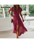 Lato plaża sukienka kobiety kwiatowy Print długa szyfonowa czeski sukienka z krótkim rękawem w stylu Boho sukienka w dużym rozmi