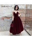 TWOTWINSTYLE letnia sukienka z odkrytymi plecami dla kobiet V Neck Spaghetti pasek bez rękawów wysokiej talii Sexy sukienek kobi