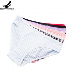Prettywowgo 6 sztuk/partia nowy nabytek 2020 bielizna w paski kobiety wygodne 6 kolorowa bawełniana majtki typu figi M L XL 8630
