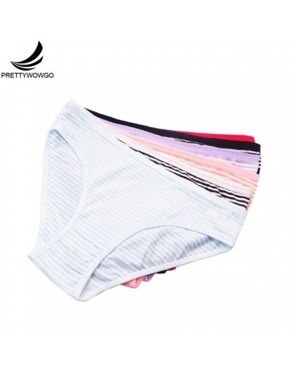 Prettywowgo 6 sztuk/partia nowy nabytek 2020 bielizna w paski kobiety wygodne 6 kolorowa bawełniana majtki typu figi M L XL 8630