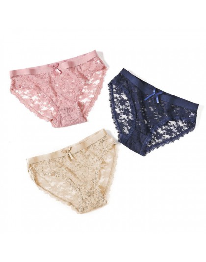 Sexy kobiety majtki koronkowe majtki dla kobiet moda łuk kwiatowy majtki bielizna dla dziewcząt duży rozmiar XL w niskiej zabudo
