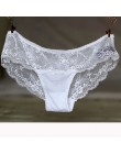 Kobiety Sexy bezszwowe figi, ultra-cienki przezroczysty kwiat haftowane wzorzyste Plus Size bielizna bawełniane majtki koronkowe