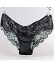 Kobiety Sexy bezszwowe figi, ultra-cienki przezroczysty kwiat haftowane wzorzyste Plus Size bielizna bawełniane majtki koronkowe