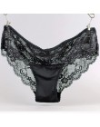 Kobiety Sexy bezszwowe figi, ultra-cienki przezroczysty kwiat haftowane wzorzyste Plus Size bielizna bawełniane majtki koronkowe