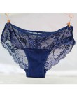 Kobiety Sexy bezszwowe figi, ultra-cienki przezroczysty kwiat haftowane wzorzyste Plus Size bielizna bawełniane majtki koronkowe