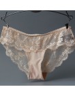 Kobiety Sexy bezszwowe figi, ultra-cienki przezroczysty kwiat haftowane wzorzyste Plus Size bielizna bawełniane majtki koronkowe