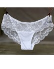 Kobiety Sexy bezszwowe figi, ultra-cienki przezroczysty kwiat haftowane wzorzyste Plus Size bielizna bawełniane majtki koronkowe