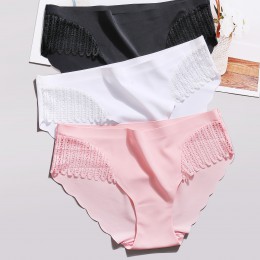 Koronkowe majtki bezszwowe ultra-cienkie bezszwowe figi w nowym stylu damskie komfort Low-Rise Ruffles Sexy bielizna moda kaleso