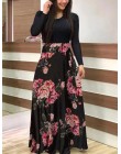 Wiosna kobiety Maxi sukienka w stylu Vintage, w kwiaty drukuj Splice Casual sukienka z długim rękawem 5XL Plus rozmiar elegancki