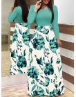 Wiosna kobiety Maxi sukienka w stylu Vintage, w kwiaty drukuj Splice Casual sukienka z długim rękawem 5XL Plus rozmiar elegancki