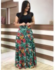 Wiosna kobiety Maxi sukienka w stylu Vintage, w kwiaty drukuj Splice Casual sukienka z długim rękawem 5XL Plus rozmiar elegancki