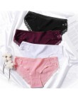 Majtki damskie 3 sztuk/zestaw miękka bawełniana bielizna M-XL Sexy koronkowe majtki kobiety kalesony dziewczyny figi moda bieliz